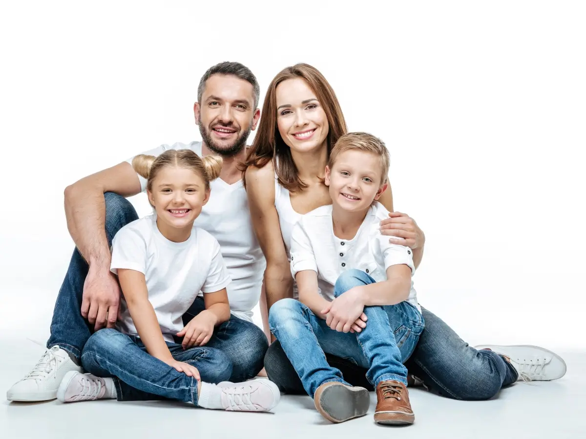 Glückliche Familie, nach dem Zahnarztbesuch